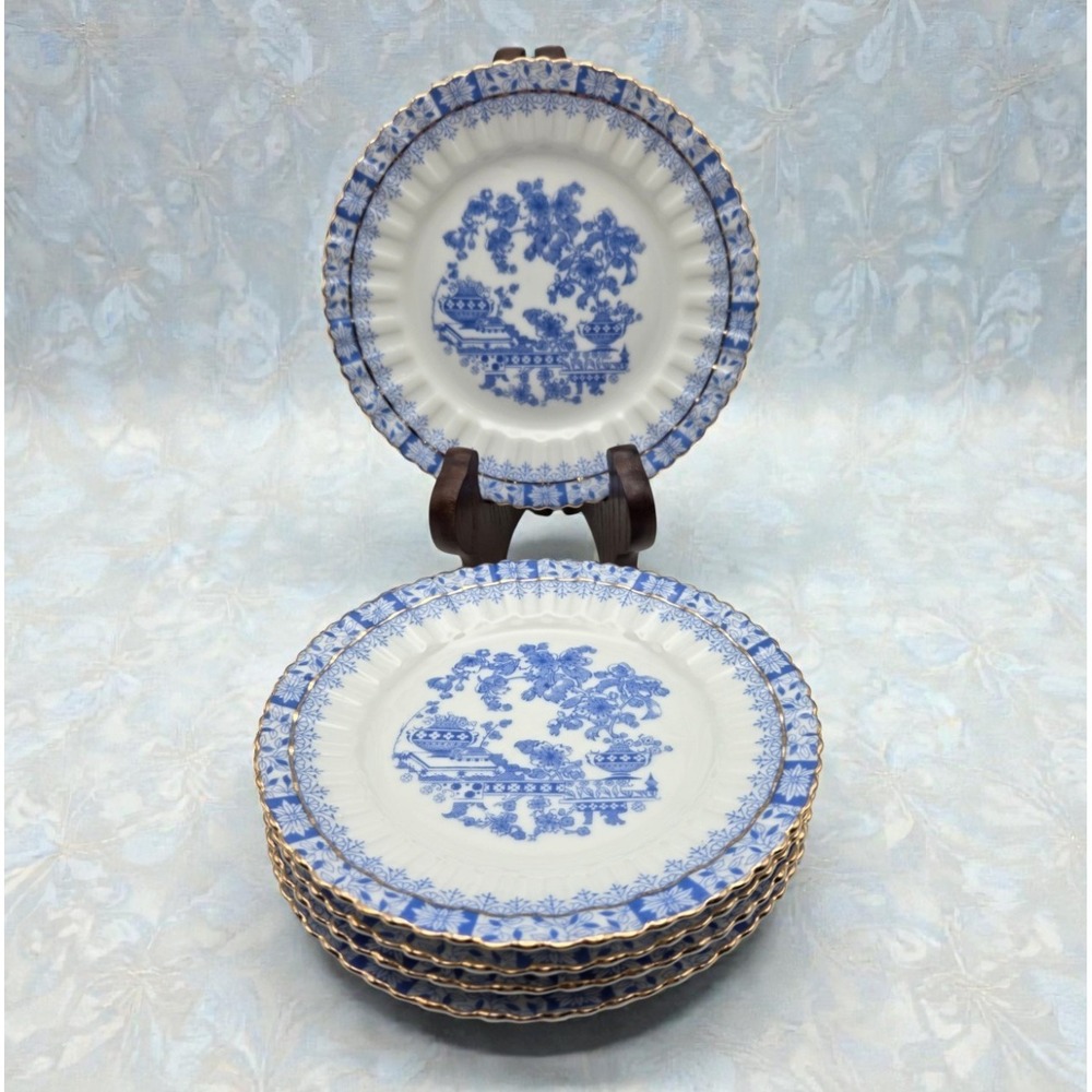 Set Of 5 Tuppack Tiefenfurt China Blau Blue & White Asian Pattern Bread Plates